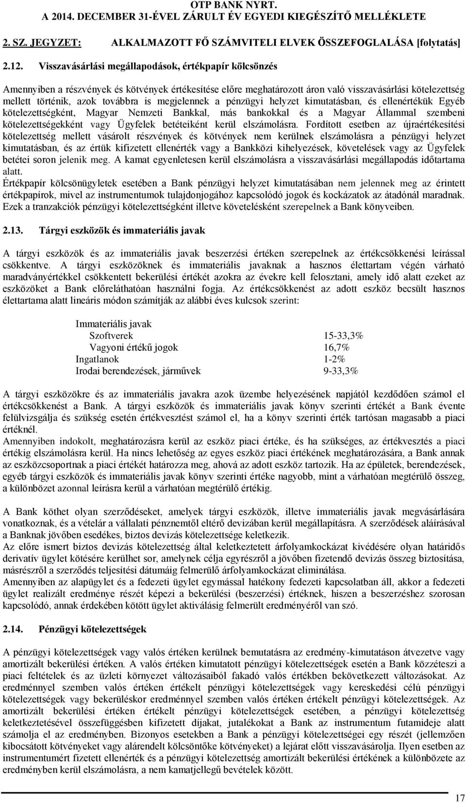 megjelennek a pénzügyi helyzet kimutatásban, és ellenértékük Egyéb kötelezettségként, Magyar Nemzeti Bankkal, más bankokkal és a Magyar Állammal szembeni kötelezettségekként vagy Ügyfelek betéteiként