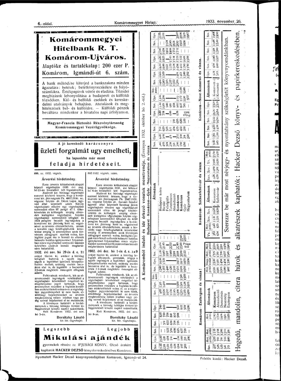 Kül- és belföldi sekkek és kereskedelmi tlványk behjtás. Áttlásk és meghitelezések bel- és külföldre. Külföldi pénzek beváltás mindenkr hivtls npi árflymn.