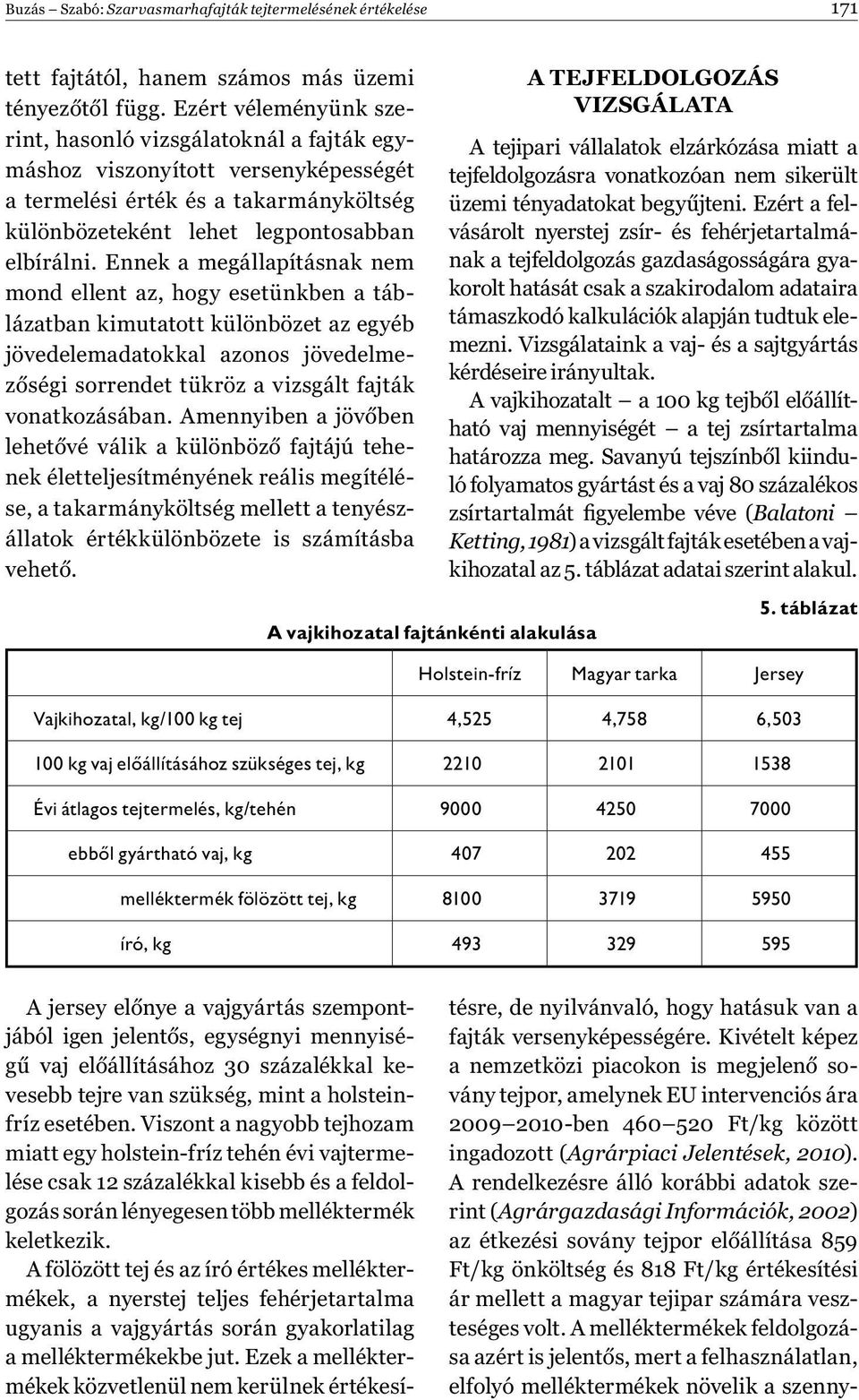 Ennek a megállapításnak nem mond ellent az, hogy esetünkben a táblázatban kimutatott különbözet az egyéb jövedelemadatokkal azonos jövedelmezőségi sorrendet tükröz a vizsgált fajták vonatkozásában.