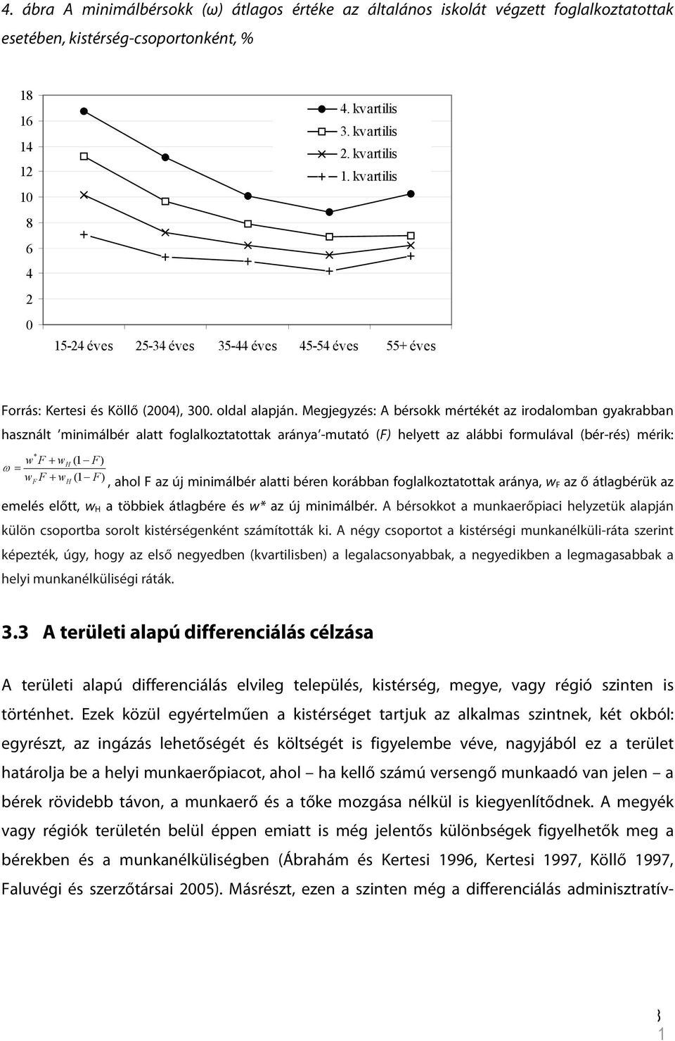 Megjegyzés: A bérsokk mértékét az irodalomban gyakrabban használt minimálbér alatt foglalkoztatottak aránya -mutató (F) helyett az alábbi formulával (bér-rés) mérik: * wf+ wh (1 F ) ω = wff+ wh (1 F