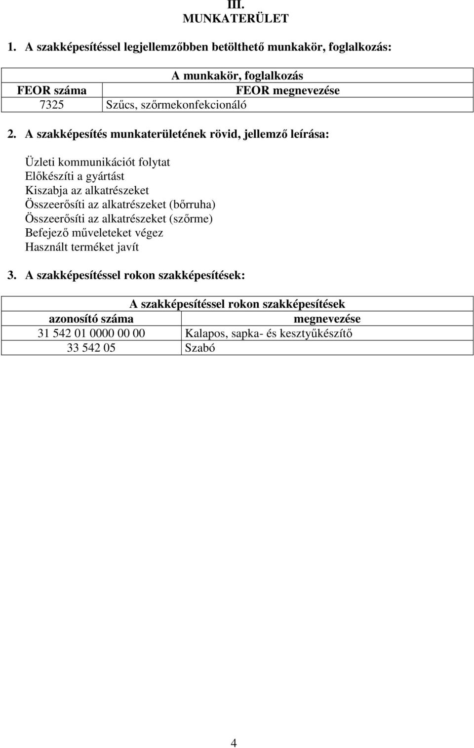 A szakképesítés munkaterületének rövid, jellemző leírása: Üzleti kommunikációt folytat Előkészíti a gyártást Kiszabja az alkatrészeket Összeerősíti az