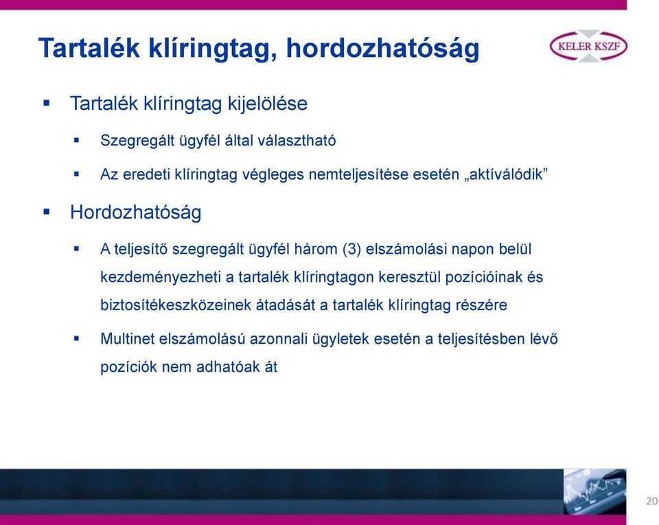 elszámolási napon belül kezdeményezheti a tartalék klíringtagon keresztül pozícióinak és biztosítékeszközeinek