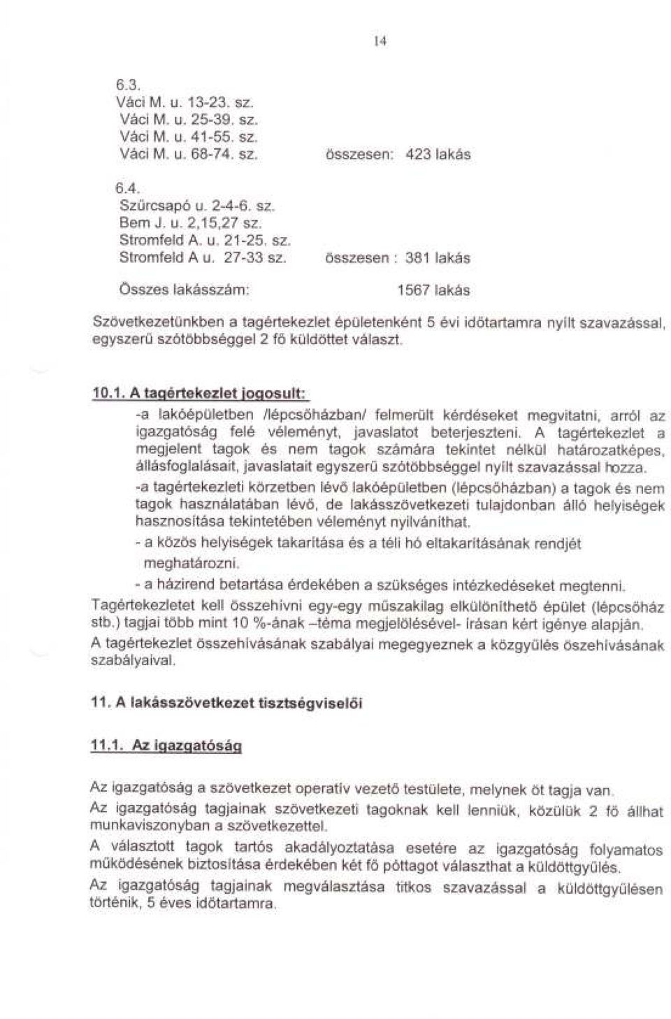 10.1. A taqértekezlet ioqosult: -a lakóépületben /Iépcsoházban/ felmerült kérdéseket megvitatni, arról az igazgatóság felé véleményt, javaslatot beterjeszteni.