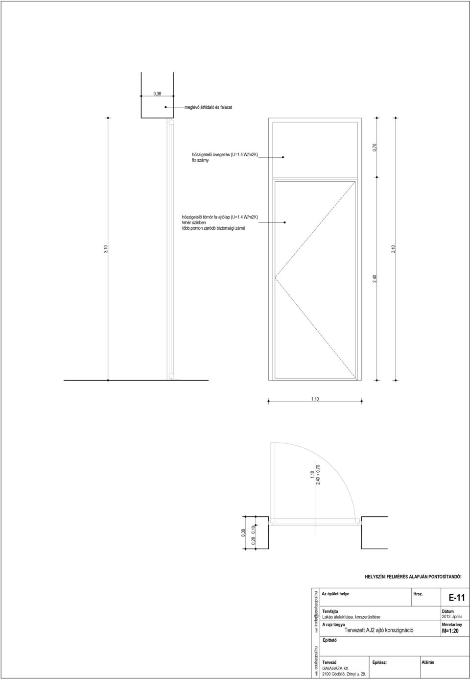 4 W/m2K) fix szárny hőszigetelő tömör fa ajtólap (U=1.