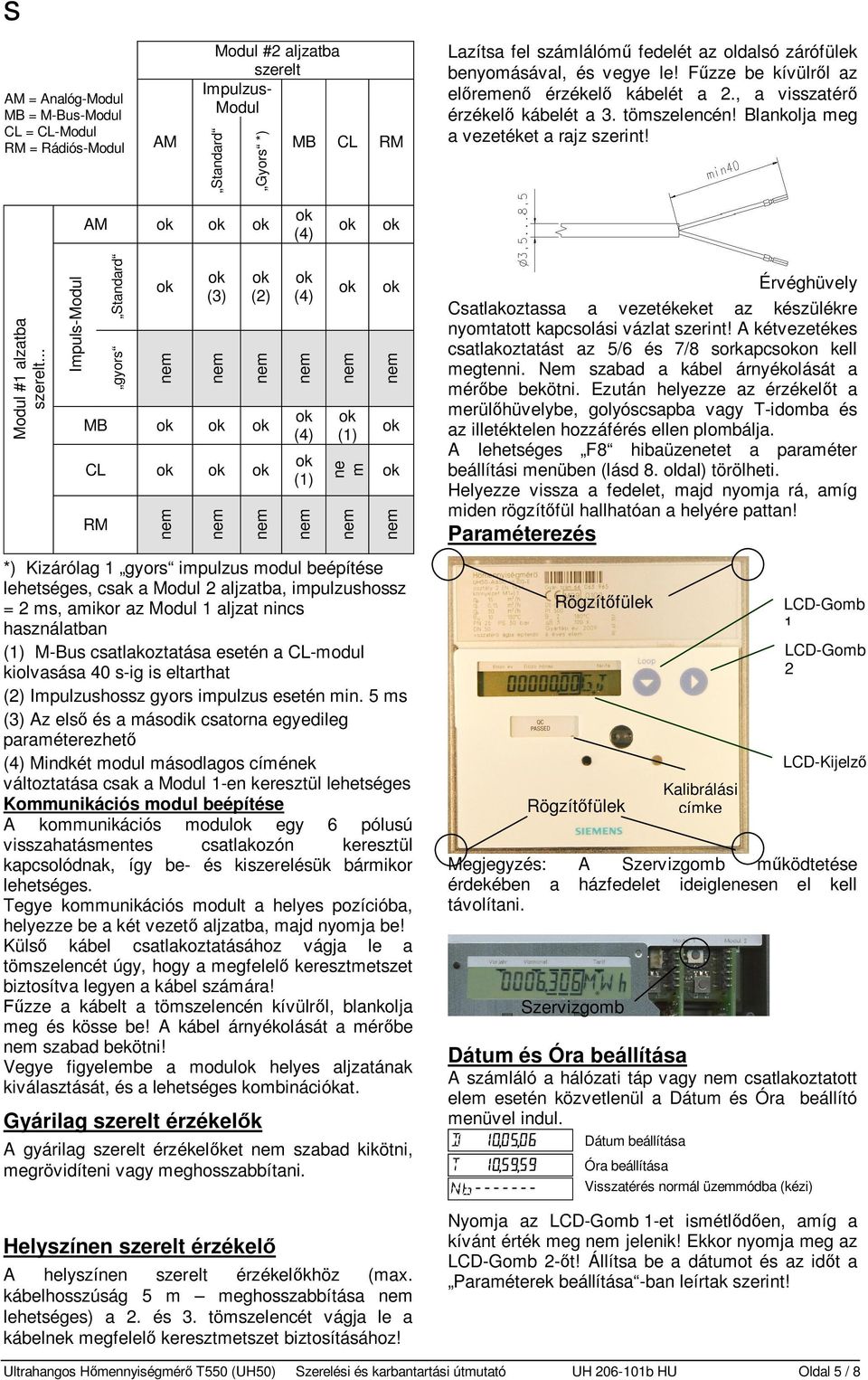 .. Impuls-Modul Standard gyors (3) (2) MB CL RM (4) (4) (1) (1) ne m *) Kizárólag 1 gyors impulzus modul beépítése lehetséges, csak a Modul 2 aljzatba, impulzushossz = 2 ms, amikor az Modul 1 aljzat