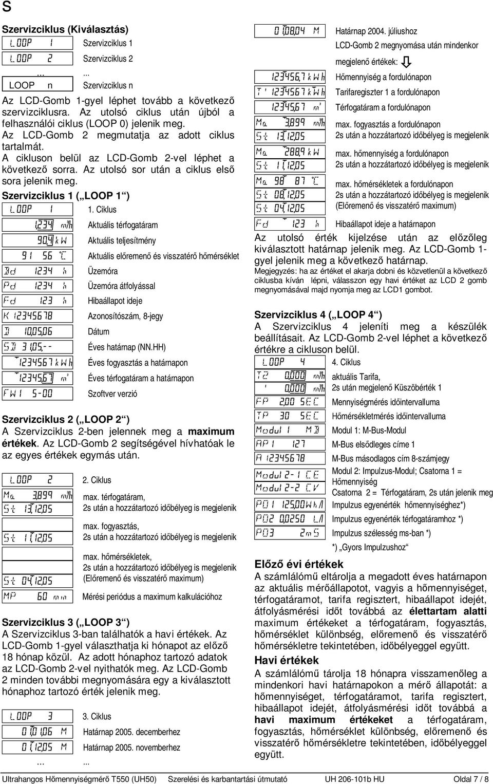 Az utolsó sor után a ciklus els sora jelenik meg. Szervizciklus 1 ( LOOP 1 ) 1.