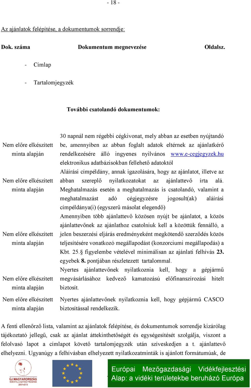 Nem előre elkészített minta alapján 30 napnál nem régebbi cégkivonat, mely abban az esetben nyújtandó be, amennyiben az abban foglalt adatok eltérnek az ajánlatkérő rendelkezésére álló ingyenes