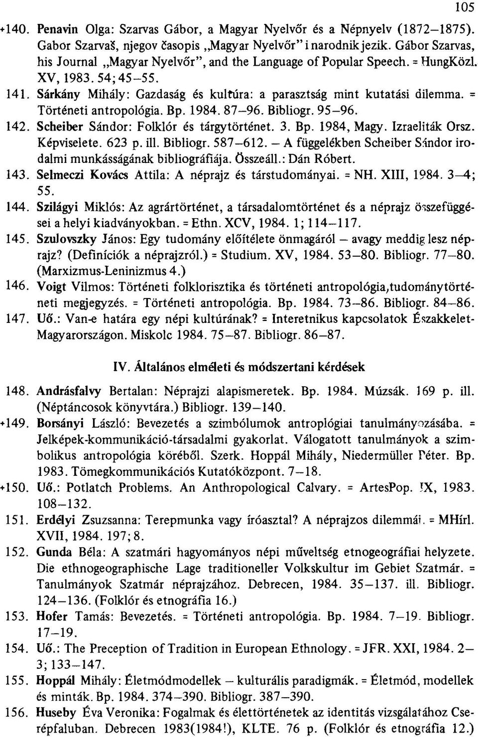 = Történeti antropológia. Bp. 1984. 87-96. Bibliogr. 95-96. 142. Scheiber Sándor: Folklór és tárgy történet. 3. Bp. 1984, Magy. Izraeliták Orsz. Képviselete. 623 p. ill. Bibliogr. 587-612.