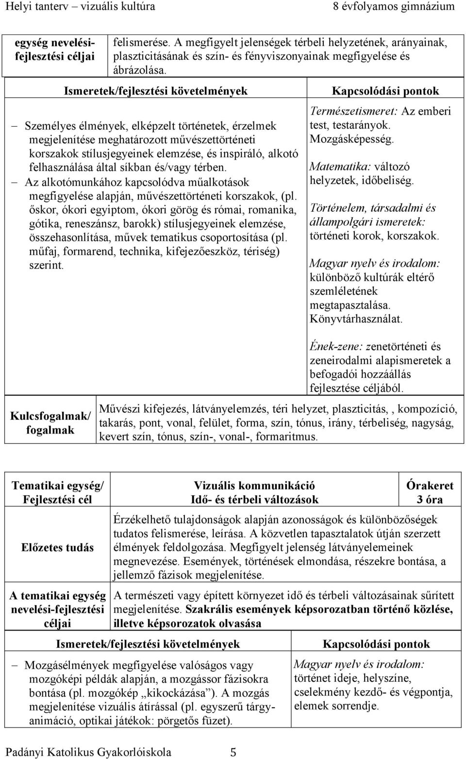 Az alkotómunkához kapcsolódva műalkotások megfigyelése alapján, művészettörténeti korszakok, (pl.