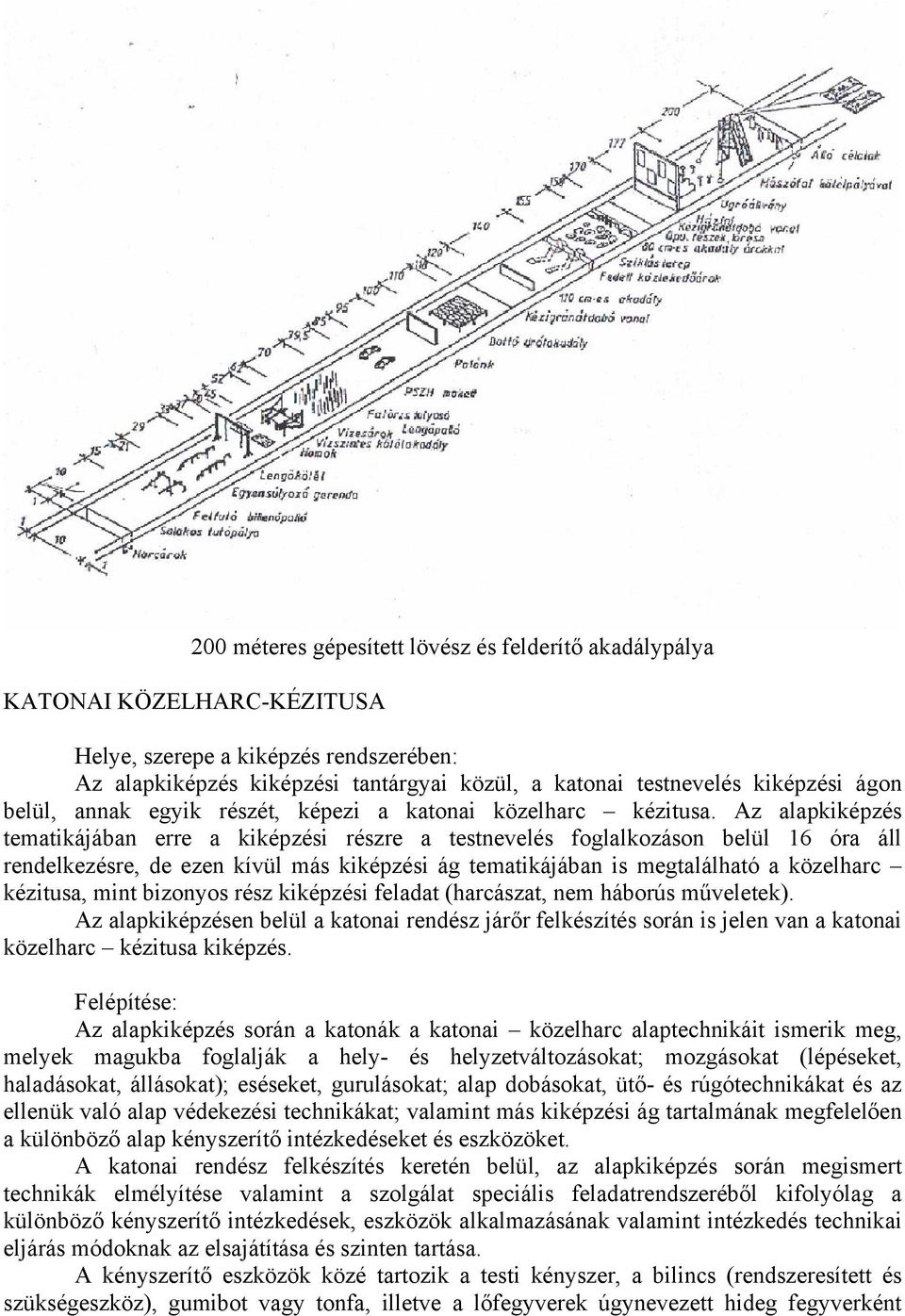 Az alapkiképzés tematikájában erre a kiképzési részre a testnevelés foglalkozáson belül 16 óra áll rendelkezésre, de ezen kívül más kiképzési ág tematikájában is megtalálható a közelharc kézitusa,