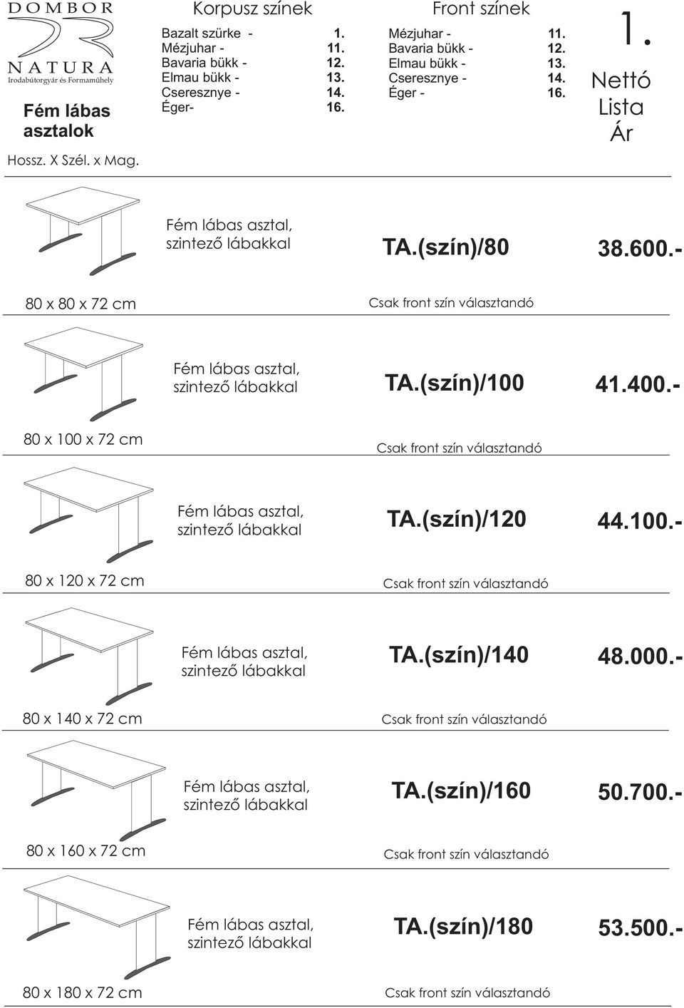 (szín)/120 44.100.- 80 x 120 x 72 cm TA.(szín)/140 48.000.