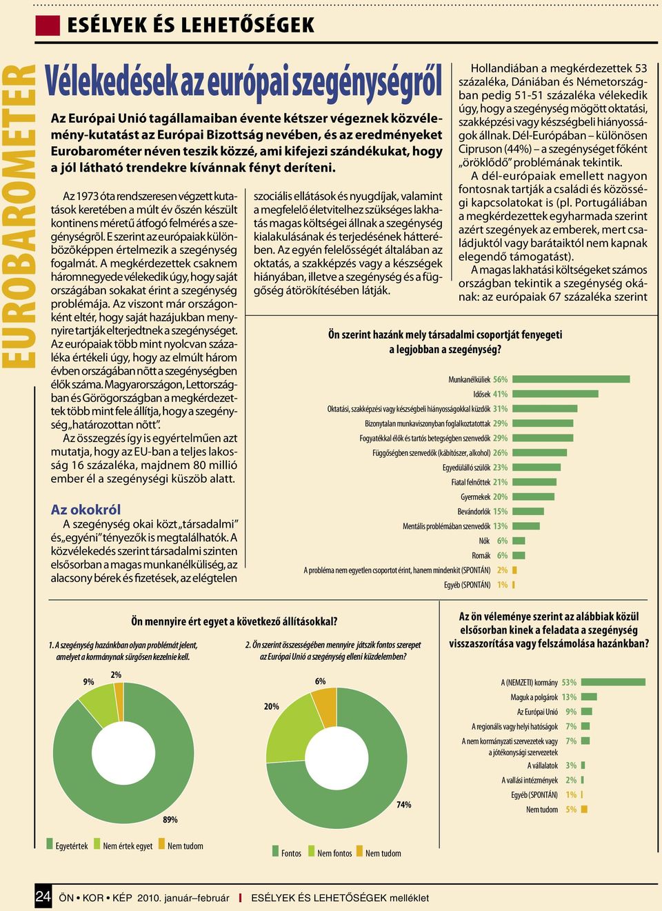 Az 1973 óta rendszeresen végzett kutatások keretében a múlt év őszén készült kontinens méretű átfogó felmérés a szegénységrõl. E szerint az európaiak különbözõképpen értelmezik a szegénység fogalmát.