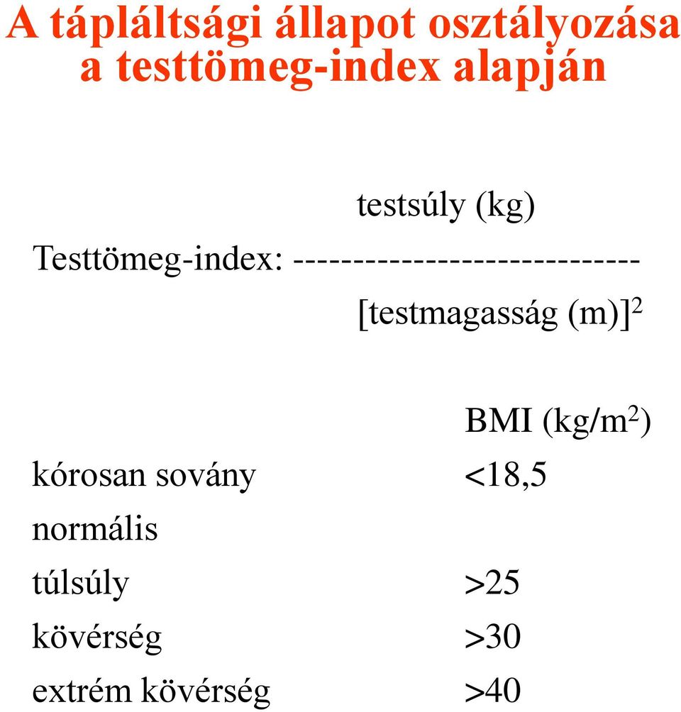 ----------------------------- [testmagasság (m)] 2 BMI