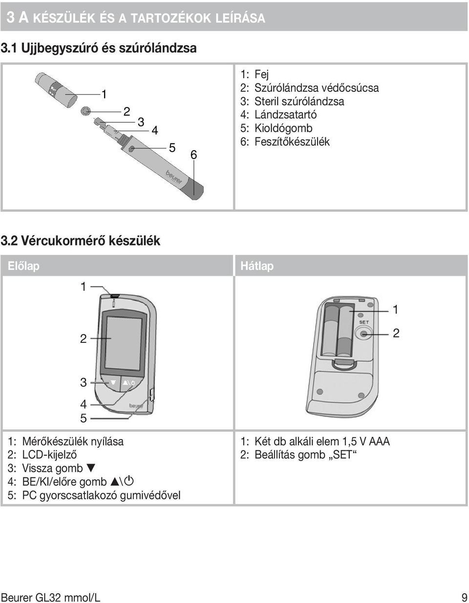 Lándzsatartó 5: Kioldógomb 6: Feszítőkészülék 3.