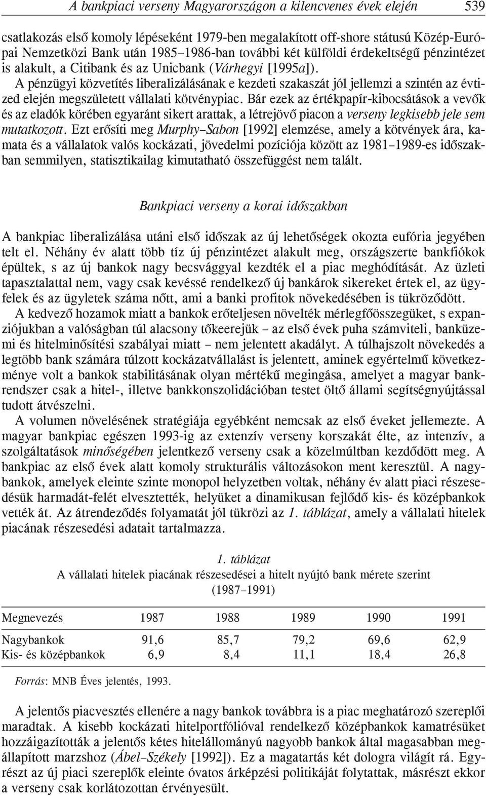 A pénzügyi közvetítés liberalizálásának e kezdeti szakaszát jól jellemzi a szintén az évtized elején megszületett vállalati kötvénypiac.