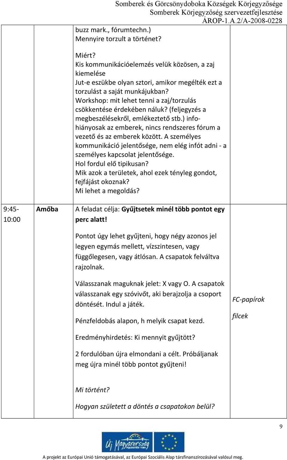 Workshop: mit lehet tenni a zaj/torzulás csökkentése érdekében náluk? (feljegyzés a megbeszélésekről, emlékeztető stb.) infohiányosak az emberek, nincs rendszeres fórum a vezető és az emberek között.