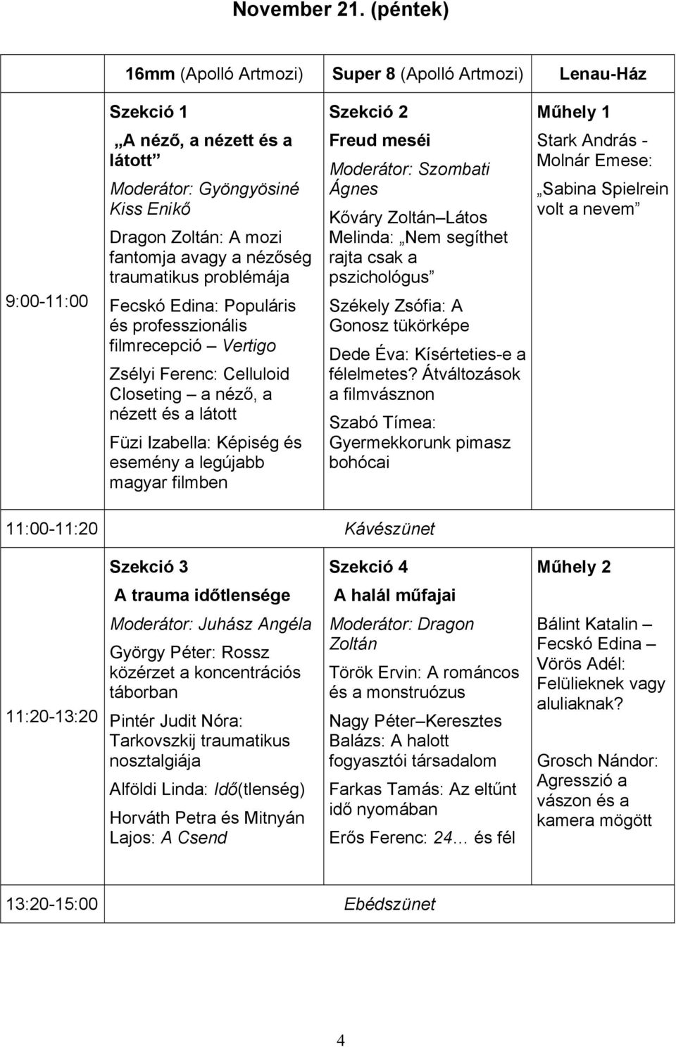 avagy a nézőség traumatikus problémája Fecskó Edina: Populáris és professzionális filmrecepció Vertigo Zsélyi Ferenc: Celluloid Closeting a néző, a nézett és a látott Füzi Izabella: Képiség és