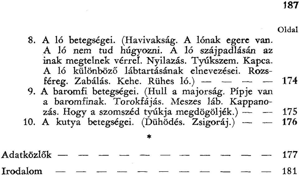 Rozsféreg. Zabálás. Kehe. Rühes 16.) 174 9. A baromfi betegségei. (Hull a majorság. Pípje van a baromfinak.