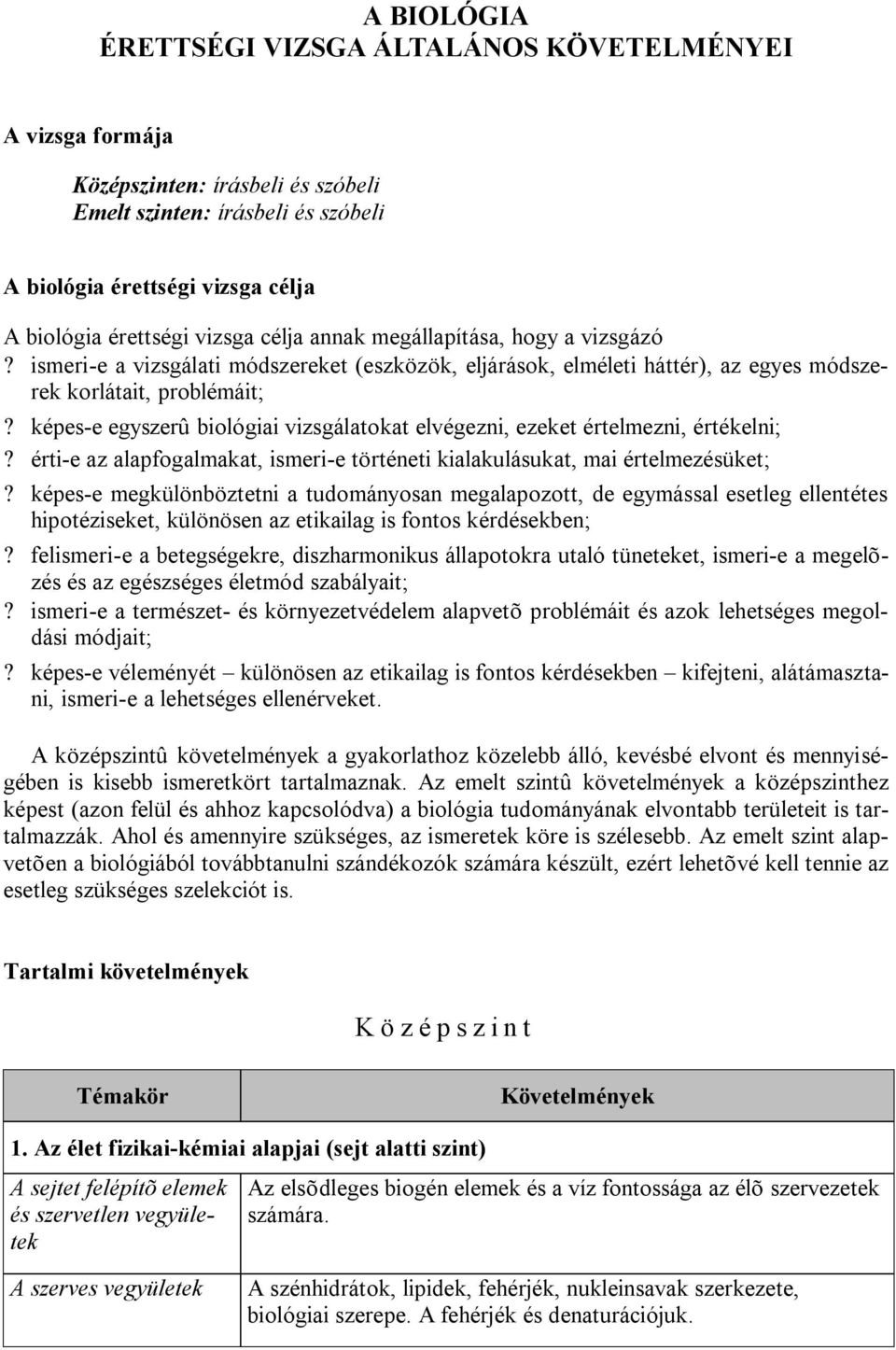 képes-e egyszerû biológiai vizsgálatokat elvégezni, ezeket értelmezni, értékelni;? érti-e az alapfogalmakat, ismeri-e történeti kialakulásukat, mai értelmezésüket;?