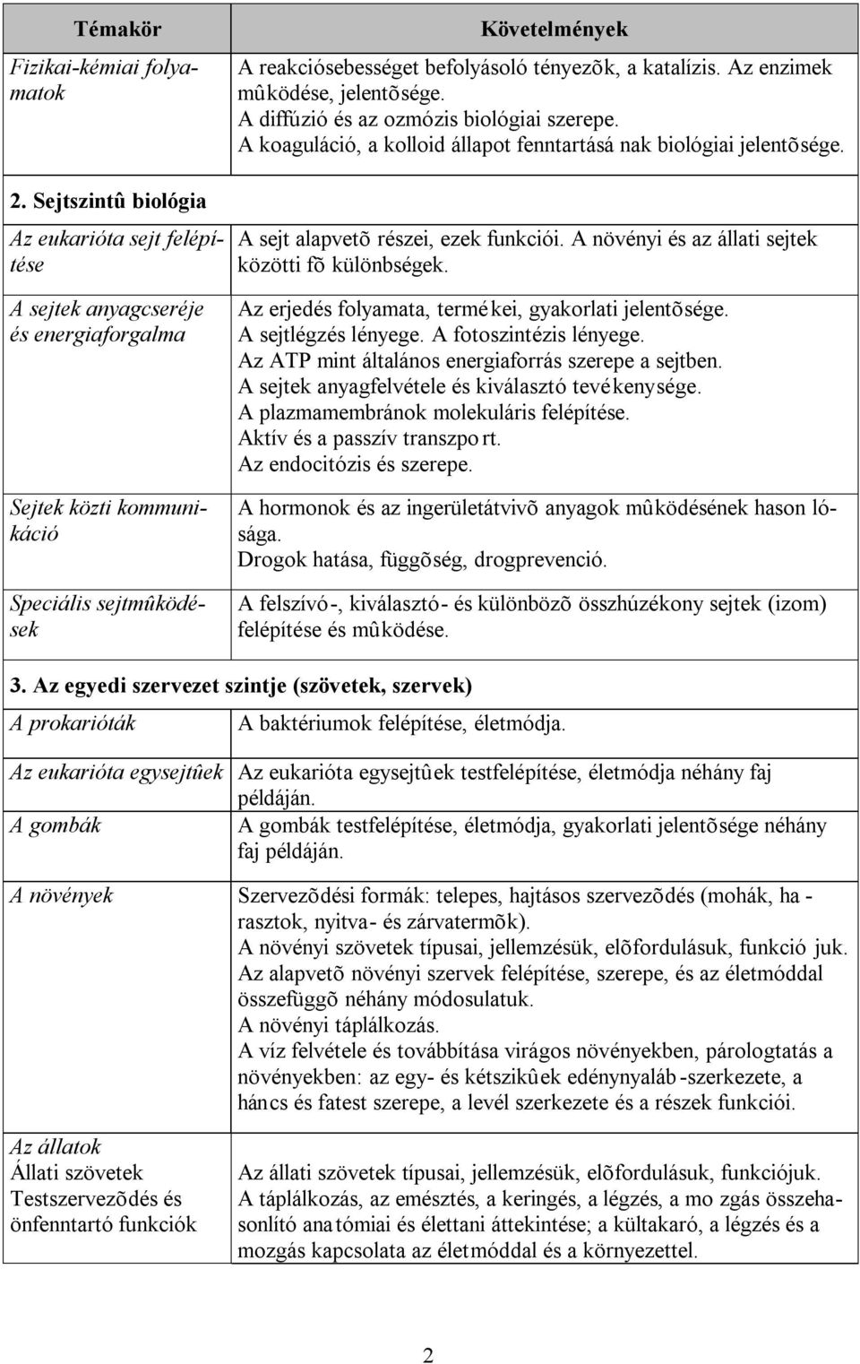 Az enzimek mûködése, jelentõsége. A diffúzió és az ozmózis biológiai szerepe. A koaguláció, a kolloid állapot fenntartásá nak biológiai jelentõsége. A sejt alapvetõ részei, ezek funkciói.