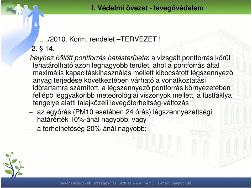 kapacitáskihasználás mellett kibocsátott légszennyezı anyag terjedése következtében várható a vonatkoztatási idıtartamra számított, a légszennyezı pontforrás