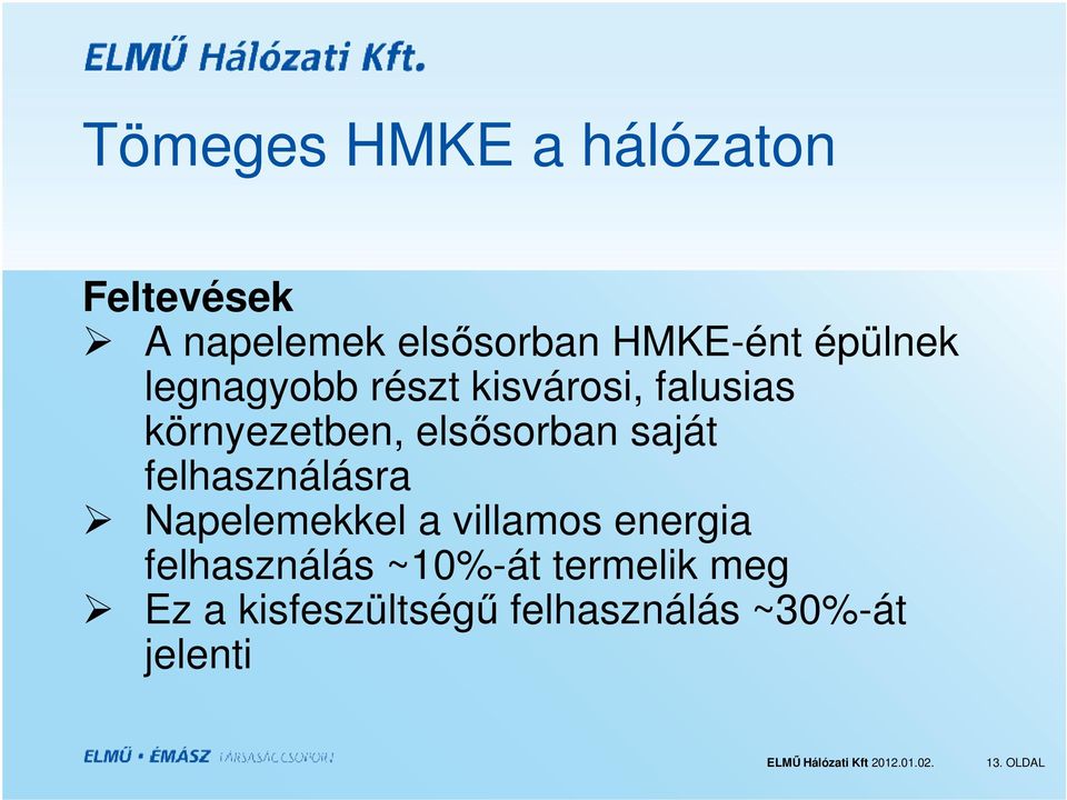 saját felhasználásra Napelemekkel a villamos energia felhasználás