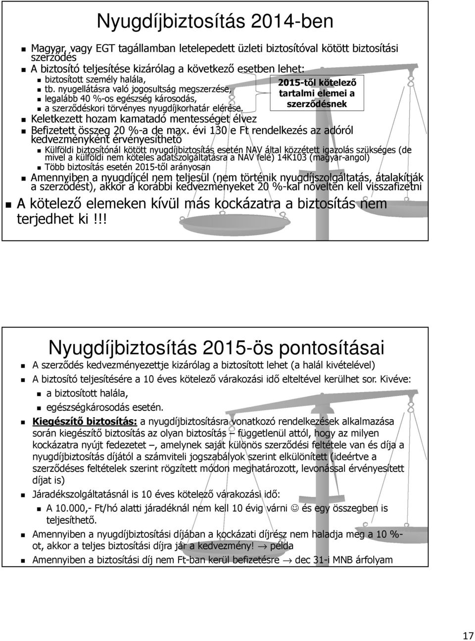 Keletkezett hozam kamatadó mentességet élvez 2015-től kötelező tartalmi elemei a szerződésnek Befizetett összeg 20 %-a de max.