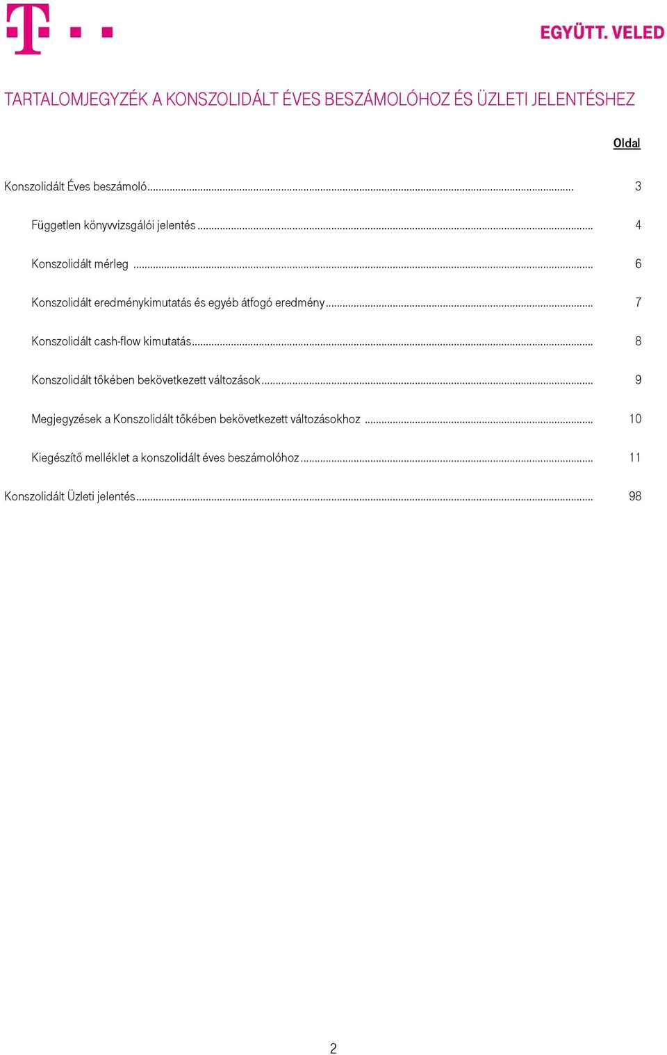 .. 7 Konszolidált cash-flow kimutatás... 8 Konszolidált tőkében bekövetkezett változások.