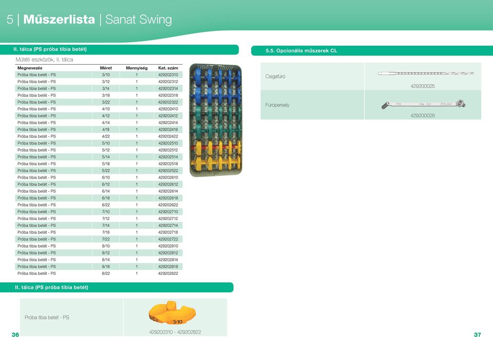 betét - PS 4/0 42920240 Próba tibia betét - PS 4/2 42920242 Próba tibia betét - PS 4/4 42920244 Próba tibia betét - PS 4/8 42920248 Próba tibia betét - PS 4/22 429202422 Próba tibia betét - PS 5/0