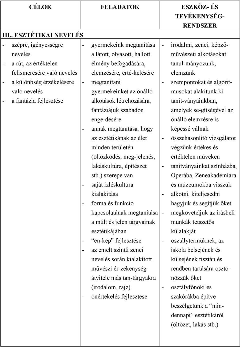 nevelés élmény befogadására, elemzésére, érté-kelésére tanul-mányozunk, elemzünk - a különbség érzékelésére való nevelés - megtanítani gyermekeinket az önálló - szempontokat és algoritmusokat