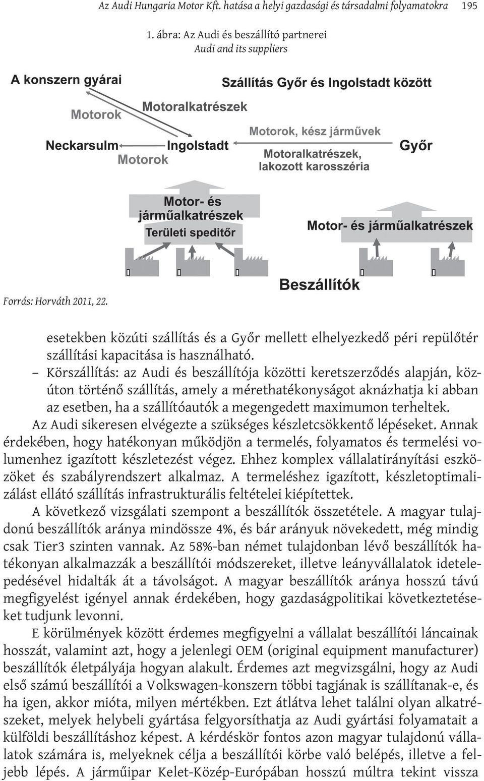 Körszállítás: az Audi és beszállítója közötti keretszerződés alapján, közúton történő szállítás, amely a mérethatékonyságot aknázhatja ki abban az esetben, ha a szállítóautók a megengedett maximumon