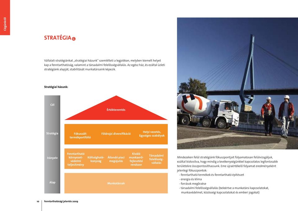 Stratégiai házunk: Cél Értékteremtés Stratégia Fókuszált termékportfólió Földrajzi diverzifikáció Helyi vezetés, Egységes szabályok Irányelv Fennt artható környezetvédelmi teljesítmény