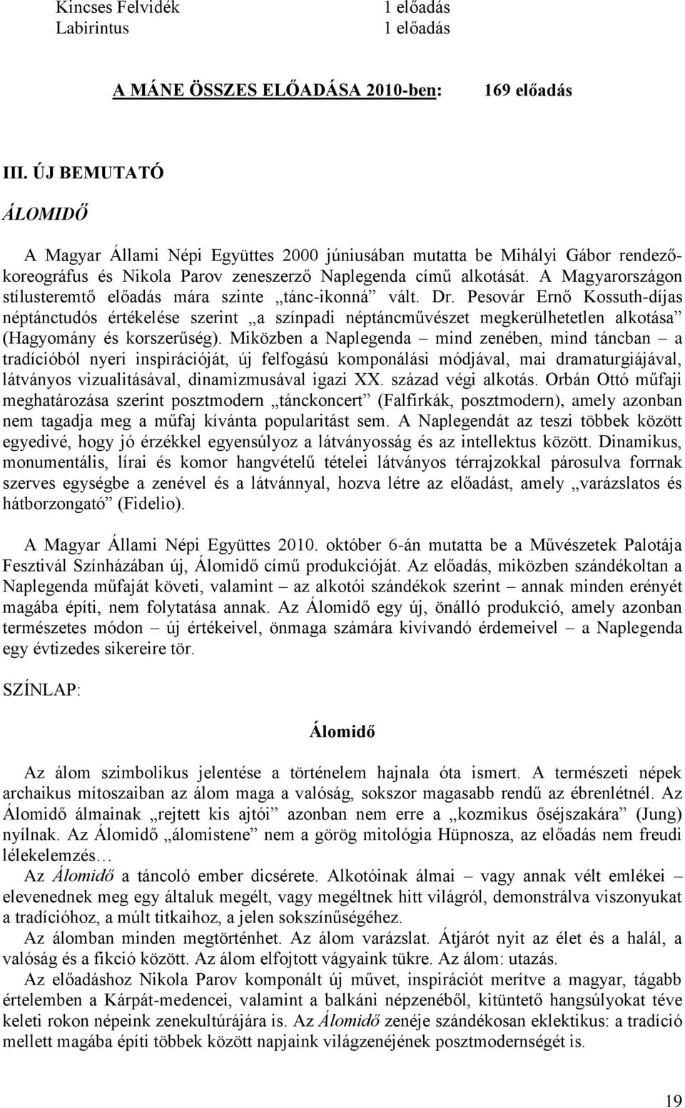 A Magyarországon stílusteremtő előadás mára szinte tánc-ikonná vált. Dr.