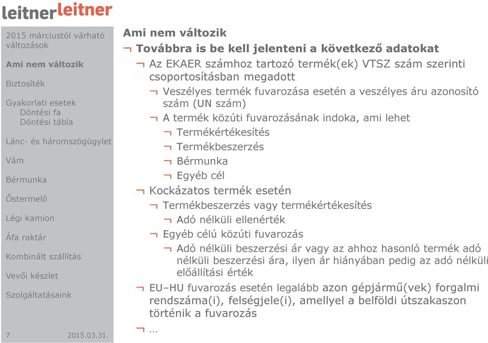 termék esetén Termékbeszerzés vagy termékértékesítés Adó nélküli ellenérték Egyéb célú közúti fuvarozás Adó nélküli beszerzési ár vagy az ahhoz hasonló termék adó nélküli beszerzési ára,