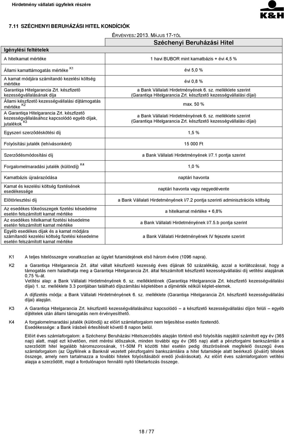 mértéke Garantiqa Hitelgarancia Zrt. készfizető a Bank Vállalati Hirdetményének 6. sz. melléklete szerint kezességvállalásának díja (Garantiqa Hitelgarancia Zrt.