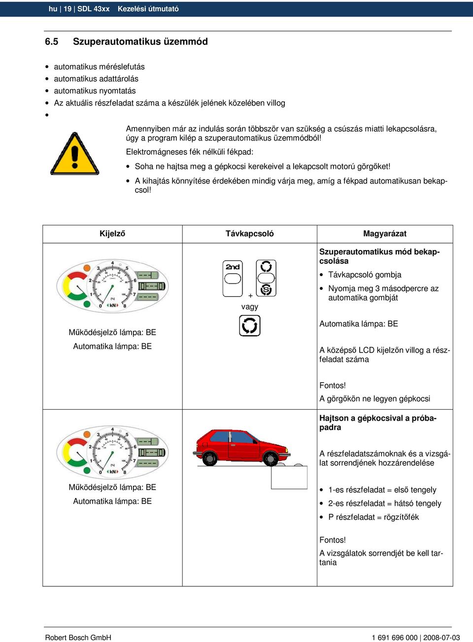 többször van szükség a csúszás miatti lekapcsolásra, úgy a program kilép a szuperautomatikus üzemmódból!