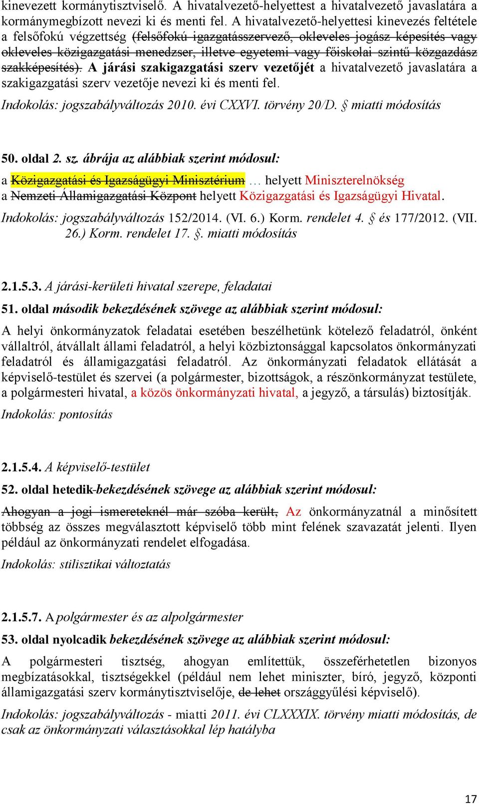 szintű közgazdász szakképesítés). A járási szakigazgatási szerv vezetőjét a hivatalvezető javaslatára a szakigazgatási szerv vezetője nevezi ki és menti fel. Indokolás: jogszabályváltozás 2010.