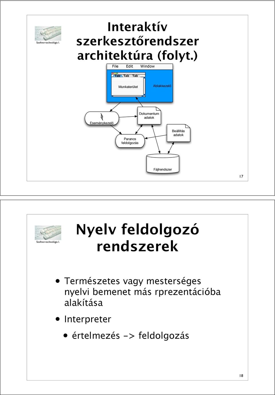 Dokumentum adatok Parancs feldolgozás Beállítás adatok Fájlrendszer 17 Nyelv