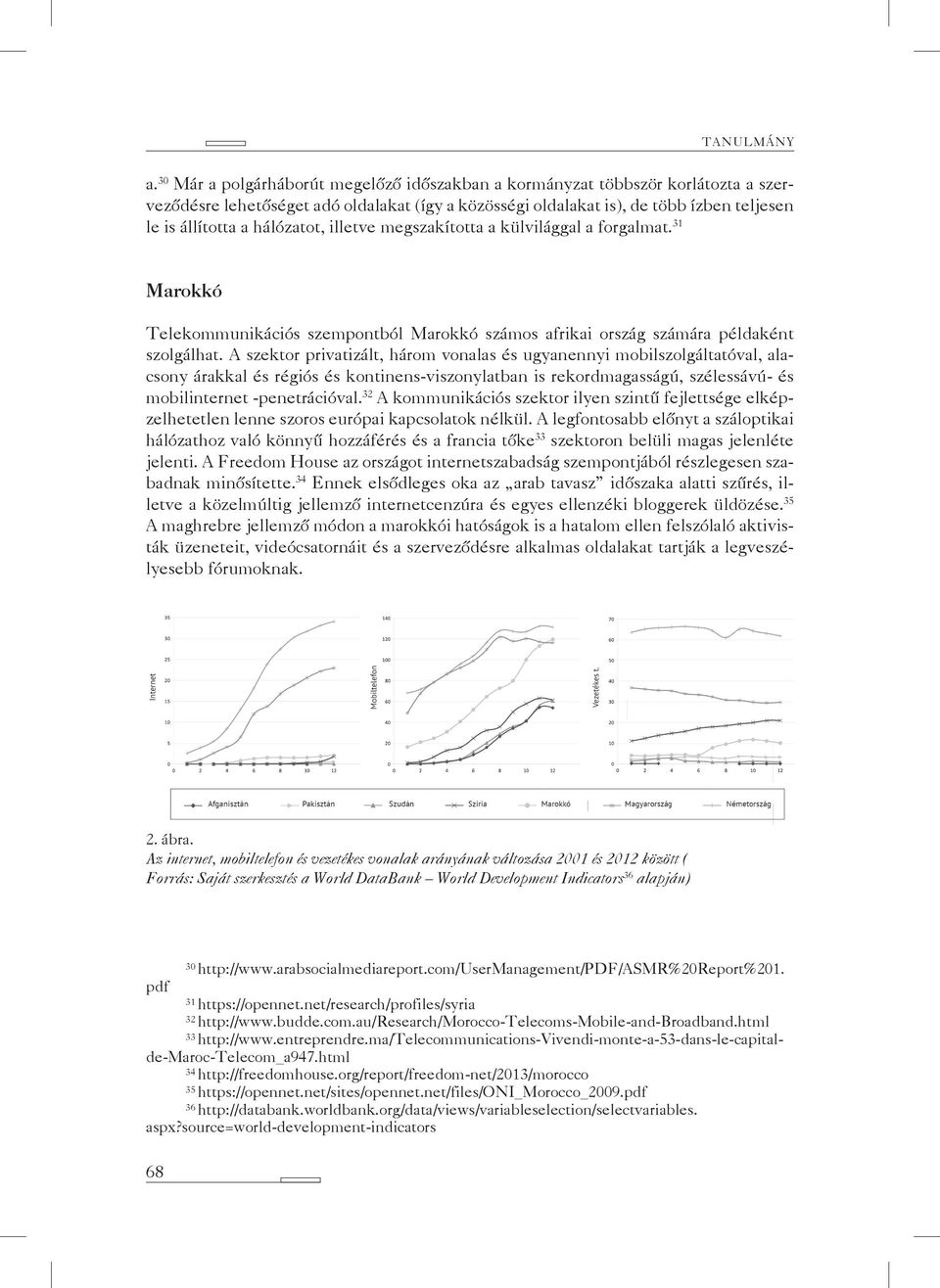 hálózatot, illetve megszakította a külvilággal a forgalmat. 31 Marokkó Telekommunikációs szempontból Marokkó számos afrikai ország számára példaként szolgálhat.