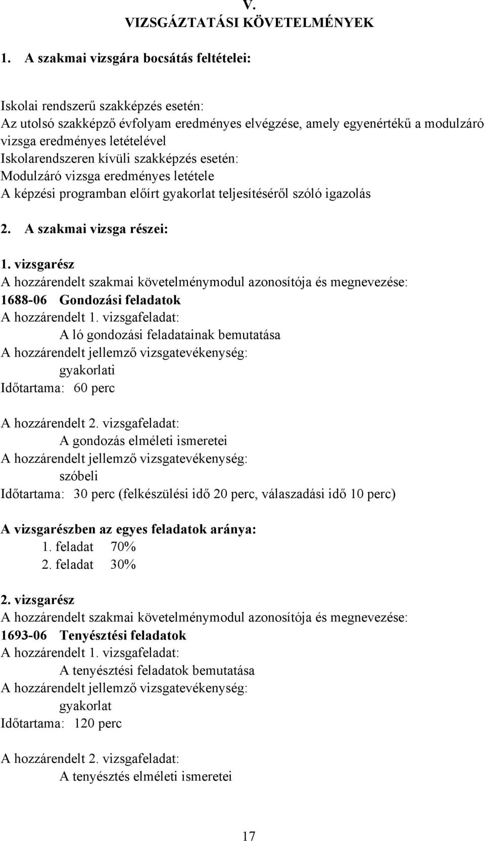 Iskolarendszeren kívüli szakképzés esetén: Modulzáró vizsga eredményes letétele A képzési programban előírt gyakorlat teljesítéséről szóló igazolás 2. A szakmai vizsga részei: 1.