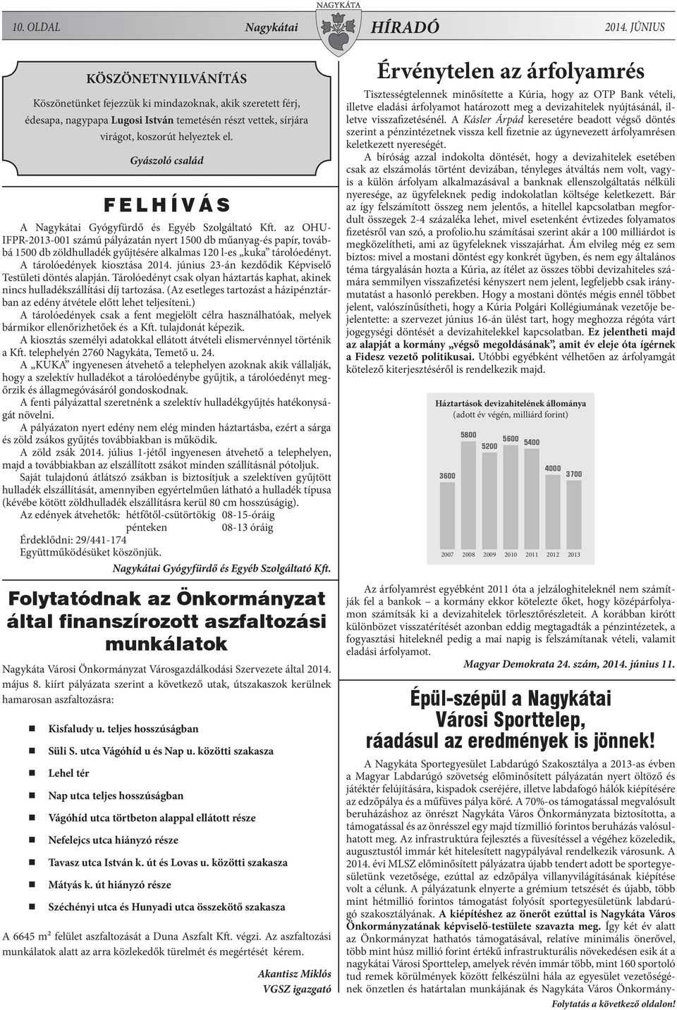 Gyászoló család FELHÍVÁS A Nagykátai Gyógyfürdő és Egyéb Szolgáltató Kft.