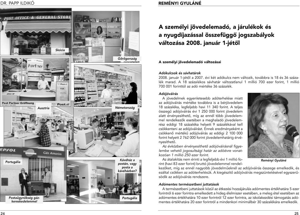 A 18 százalékos sávhatár változatlaul 1 millió 700 ezer forit, 1 millió 700 001 forittól az adó mértéke 36 százalék. Portugália Ausztria Németország Kávéház a postá, vagy posta a kávéházba?