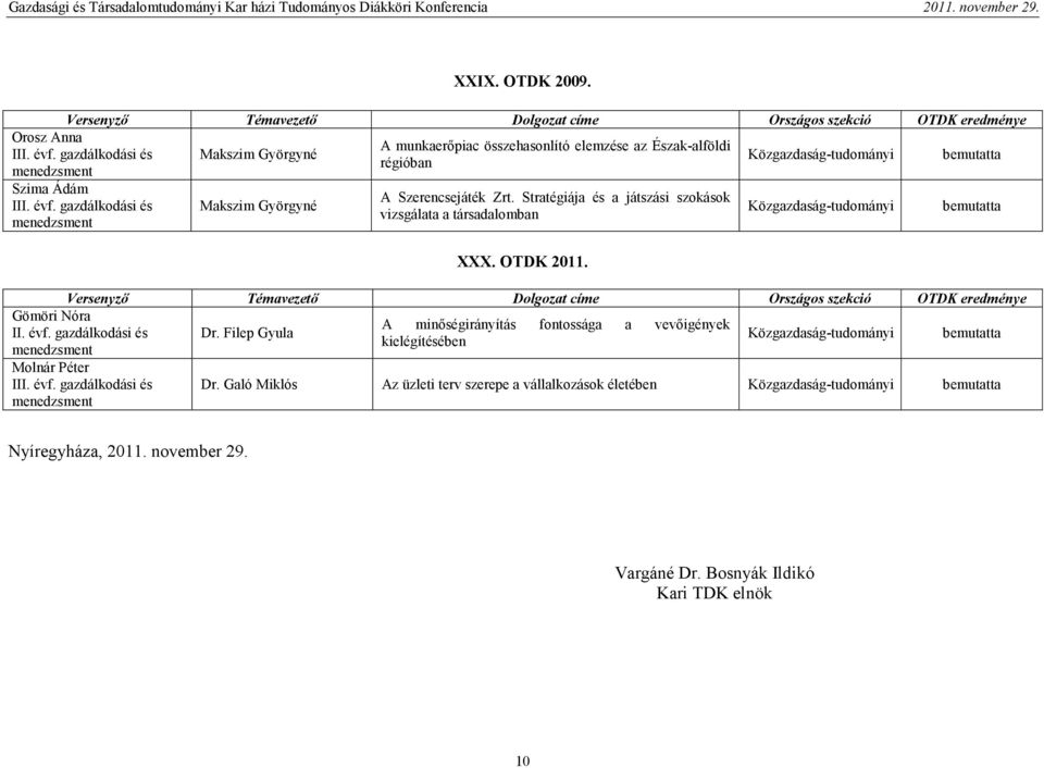 Stratégiája és a játszási szokások vizsgálata a társadalomban XXX. OTDK 2011.