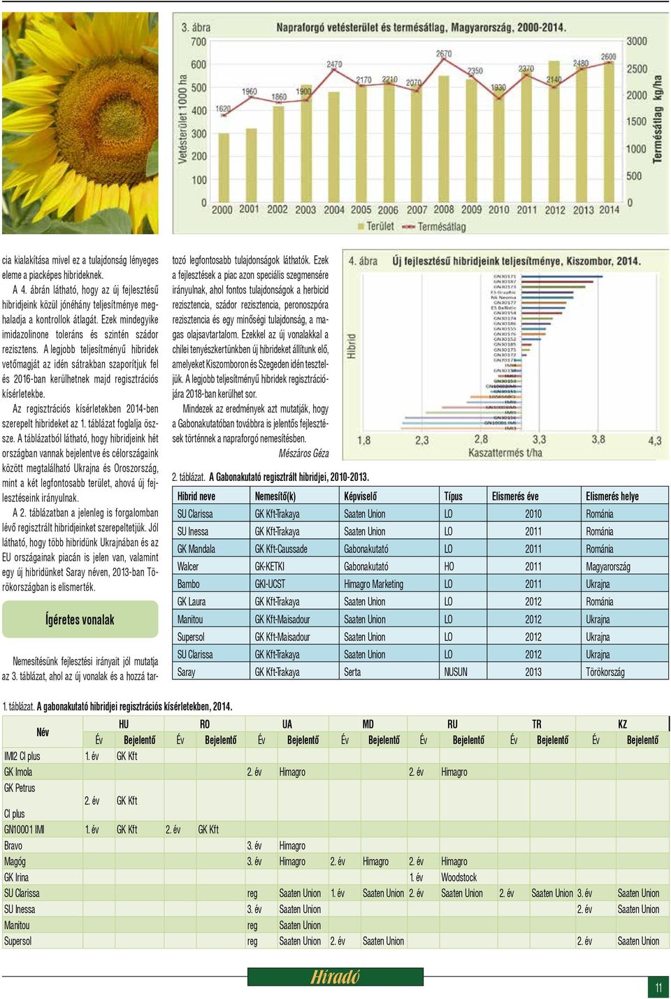 A legjobb teljesítményű hibridek vetőmagját az idén sátrakban szaporítjuk fel és 2016-ban kerülhetnek majd regisztrációs kísérletekbe.