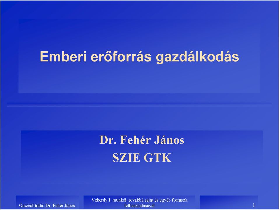 Fehér János SZIE GTK