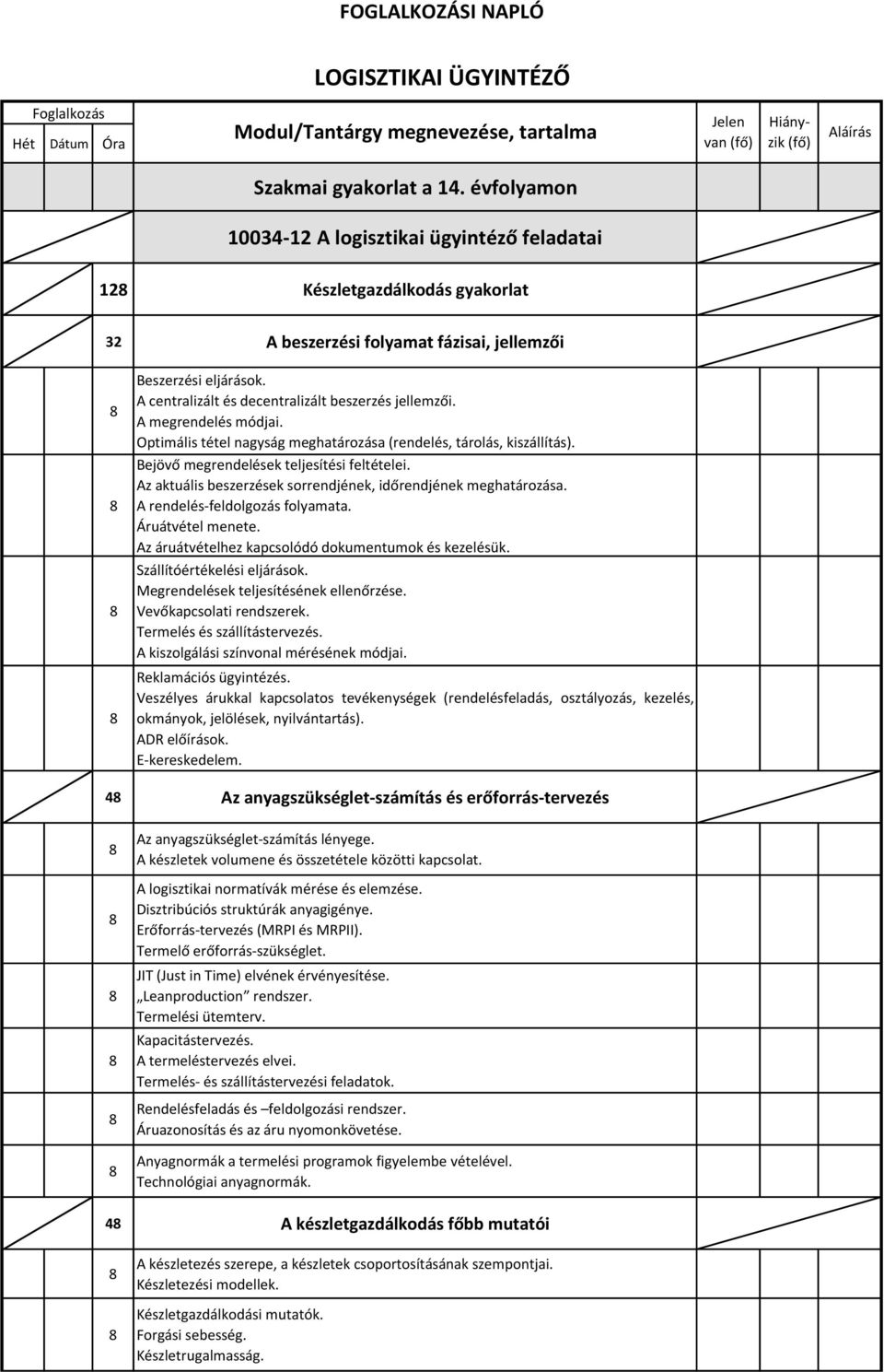 A centralizált és decentralizált beszerzés jellemzői. A megrendelés módjai. Optimális tétel nagyság meghatározása (rendelés, tárolás, kiszállítás). Bejövő megrendelések teljesítési feltételei.