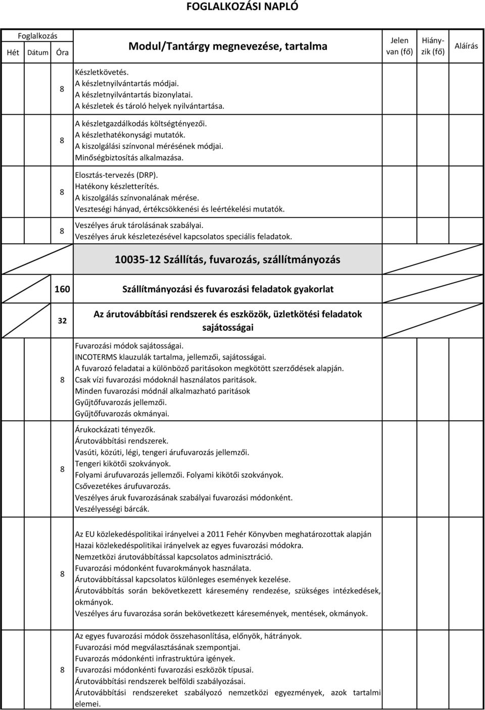 Elosztás-tervezés (DRP). Hatékony készletterítés. A kiszolgálás színvonalának mérése. Veszteségi hányad, értékcsökkenési és leértékelési mutatók. Veszélyes áruk tárolásának szabályai.