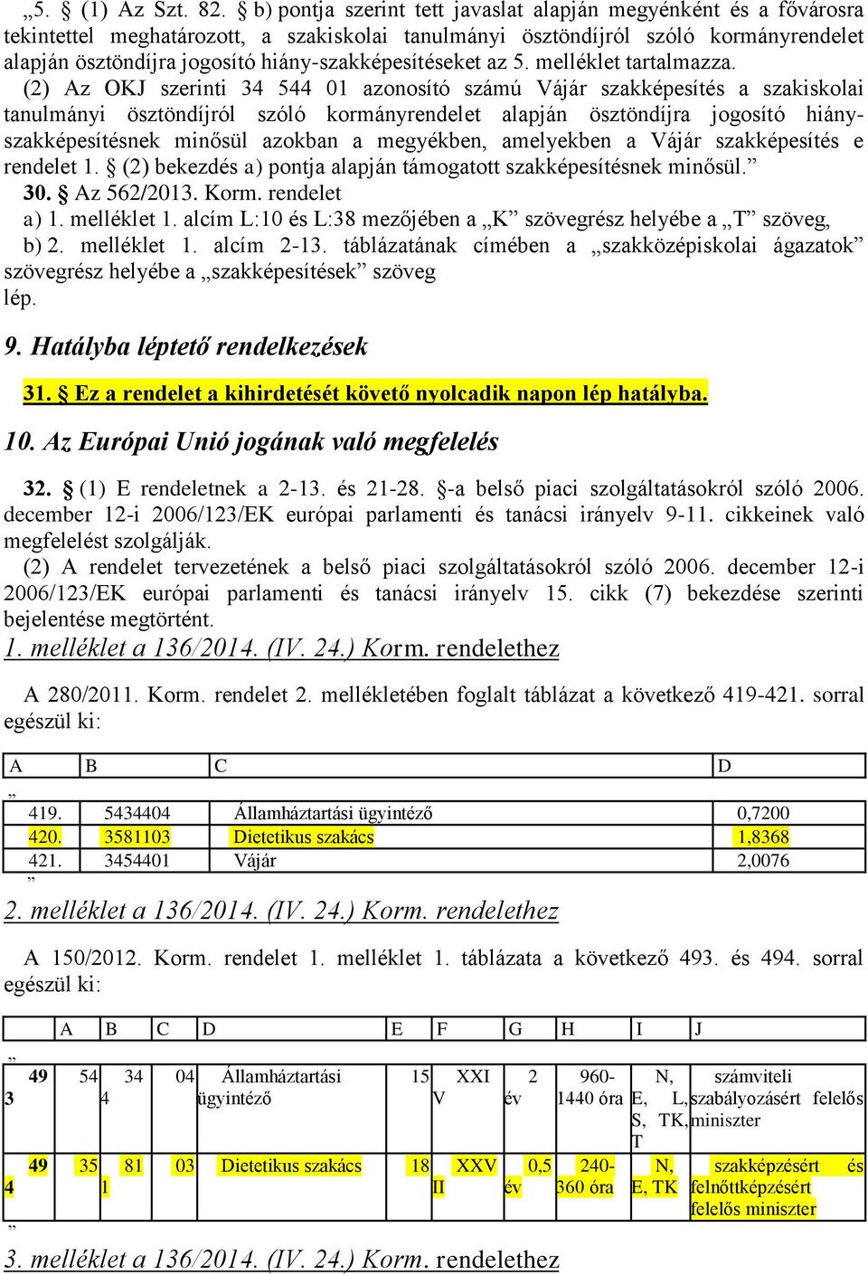 hiány-szakképesítéseket az 5. melléklet tartalmazza.