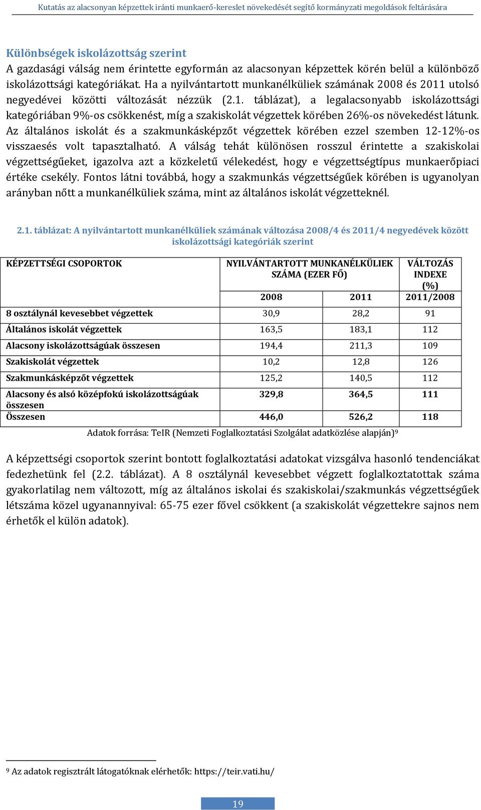 Az általános iskolát és a szakmunkásképzőt végzettek körében ezzel szemben 12-12%-os visszaesés volt tapasztalható.