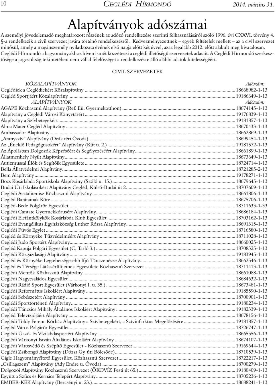 Kedvezményezettnek egyéb feltételek mellett az a civil szervezet minősül, amely a magánszemély nyilatkozata évének első napja előtt két évvel, azaz legalább 2012. előtt alakult meg hivatalosan.